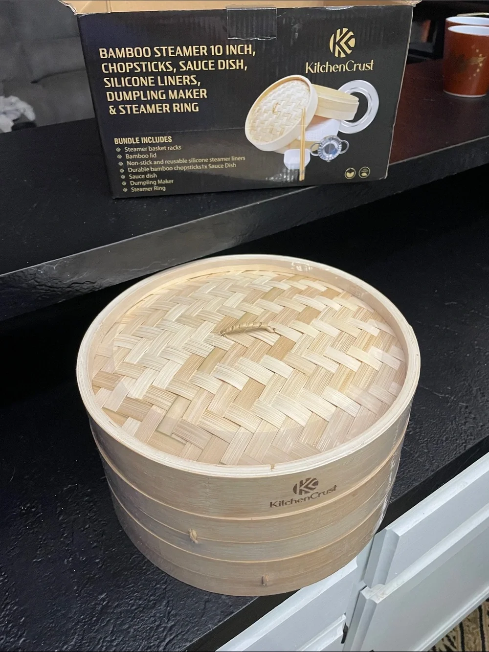 Kitchen Crust New Bamboo Steamer 10 Inch Set - Contents in original packaging.